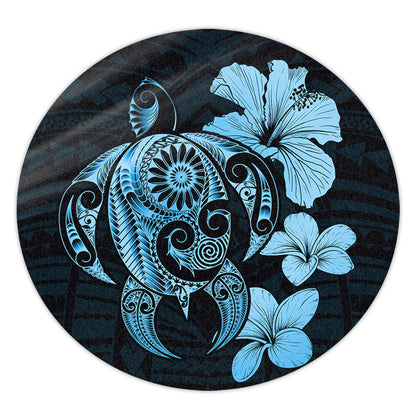 Hawaii Round Rug Hibiscus Plumeria Mix Polynesian Turtle