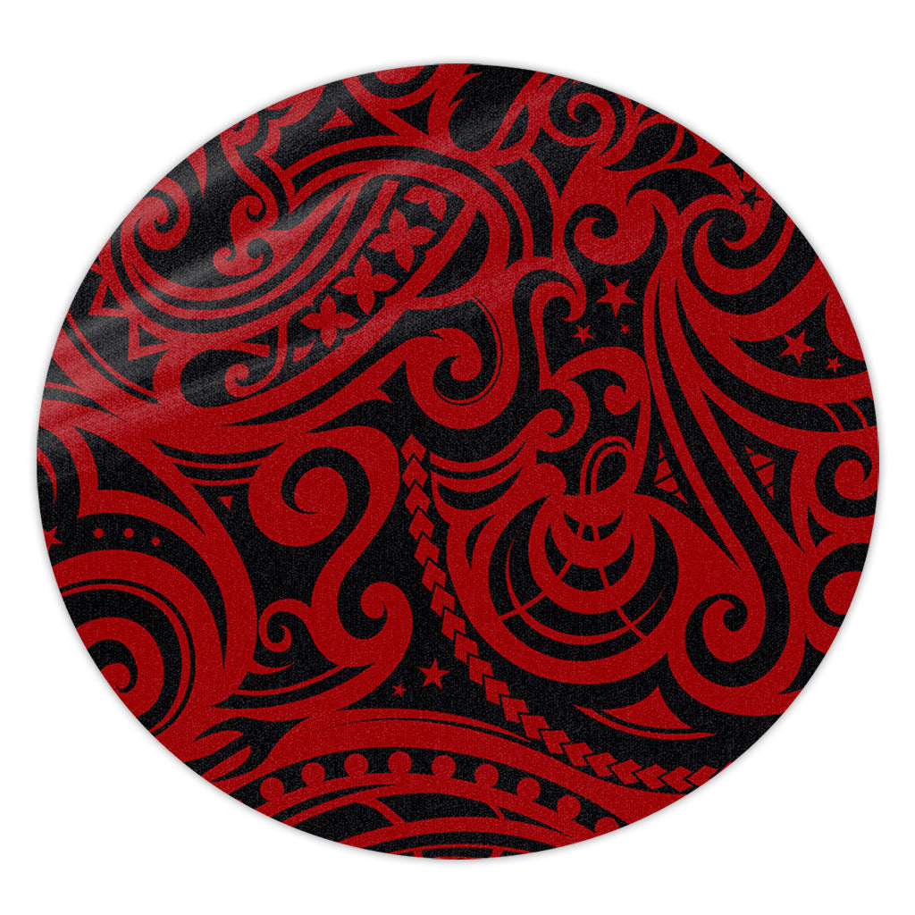 New Zealand Round Rug Maori Pattern Tattoo