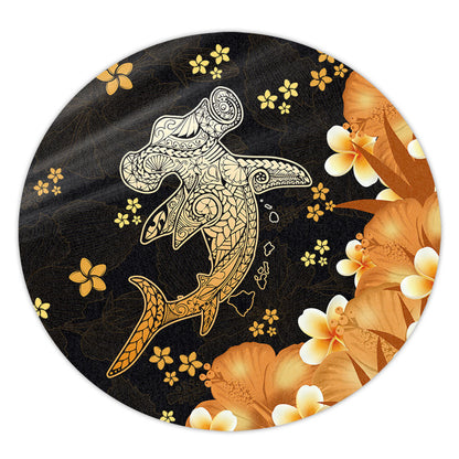 Hawaii Round Rug Tribal Polynesia Shark  Tattoo