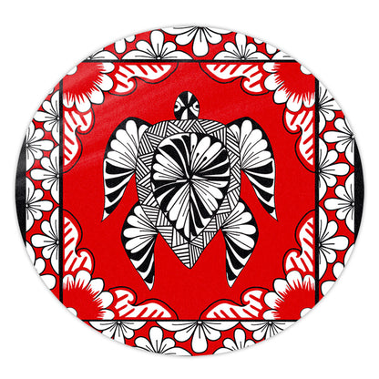 Tonga Round Rug Tapa Turtle Design