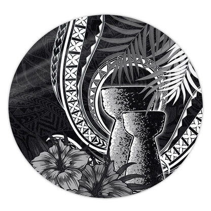 Guam Round Rug Tribal Latte Stone Tropical Style