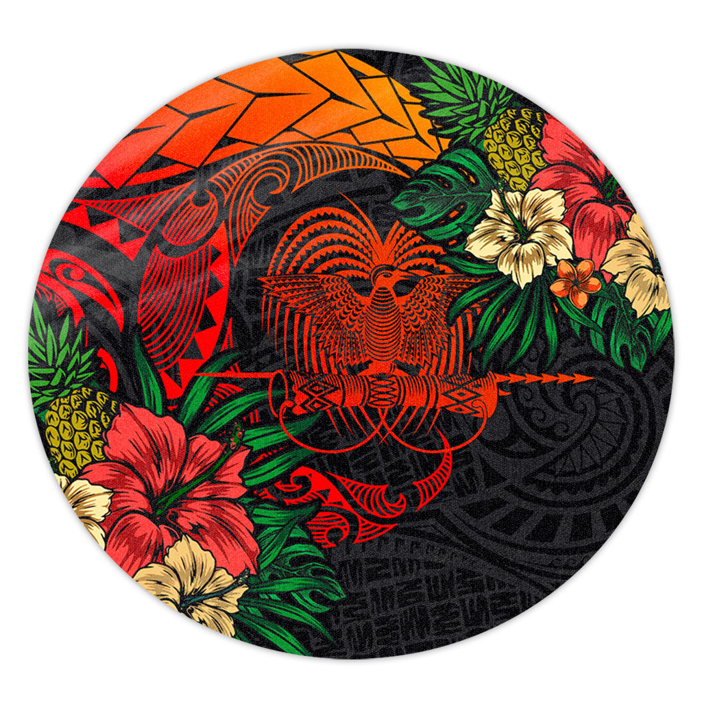 Papua New Guinea Round Rug Polynesian Coat Of Arms Tropical
