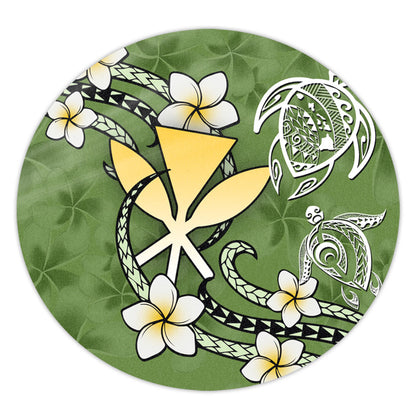 Hawaii Round Rug Kanaka And Turtle Map Plumeria Polynesia