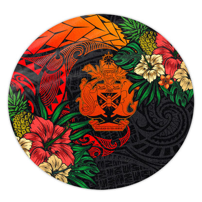 Solomon Islands Round Rug Polynesian Coat Of Arms Tropical