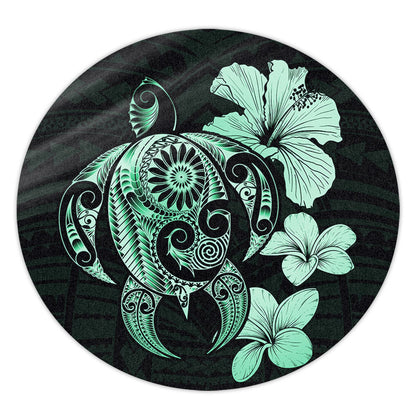 Hawaii Round Rug Hibiscus Plumeria Mix Polynesian Turtle