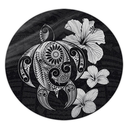 Hawaii Round Rug Hibiscus Plumeria Mix Polynesian Turtle