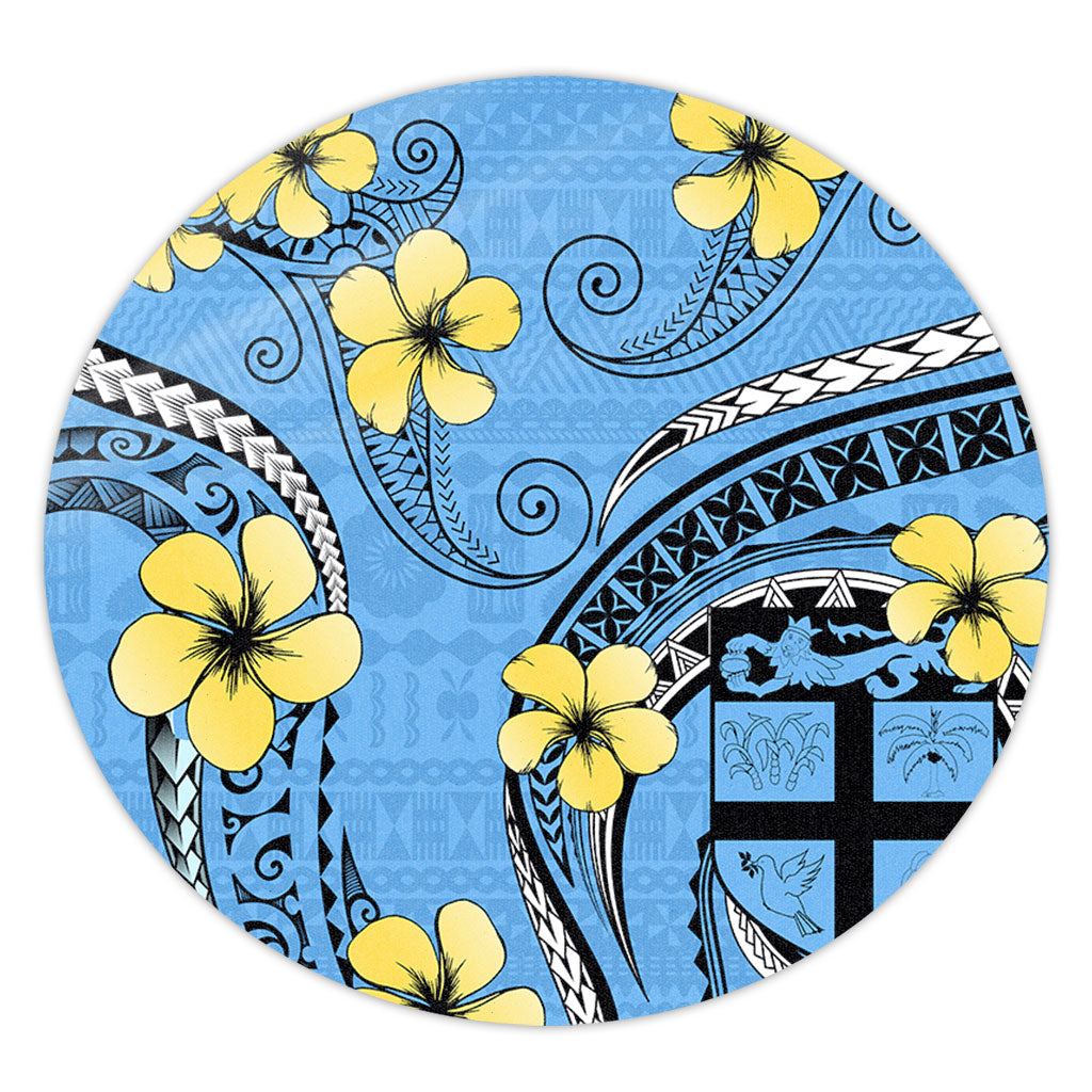 Fiji Round Rug Bula Style Plumeria Flower