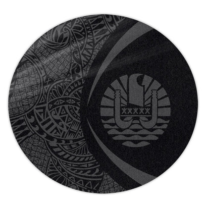 French Polynesia Round Rug Lauhala Gray Circle Style