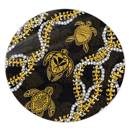 Hawaii Round Rug Kanaka Maoli Floral Puakenikeni Lei