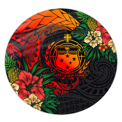 Samoa Round Rug Polynesian Coat Of Arms Tropical