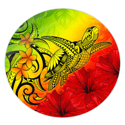 Hawaii Round Rug Tribal Polynesia Tropical Hibiscus Flower