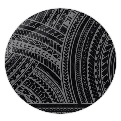 Hawaii Round Rug Polynesia Pattern Gray