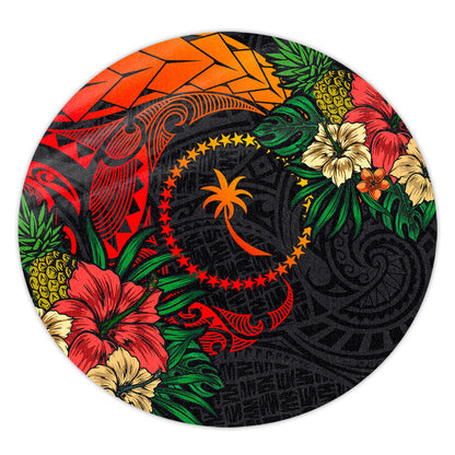 Chuuk State Round Rug Polynesian Coat Of Arms Tropical