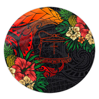 Tokelau Round Rug Polynesian Coat Of Arms Tropical