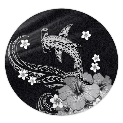 Hawaii Round Rug Shark Polynesia Tribal Tattoo