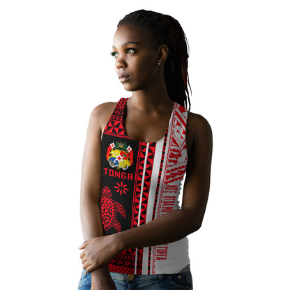 Tonga Women Racerback Tank - Custom Proud To be Tongan Polynesian Patterns With Tonga Kupesi