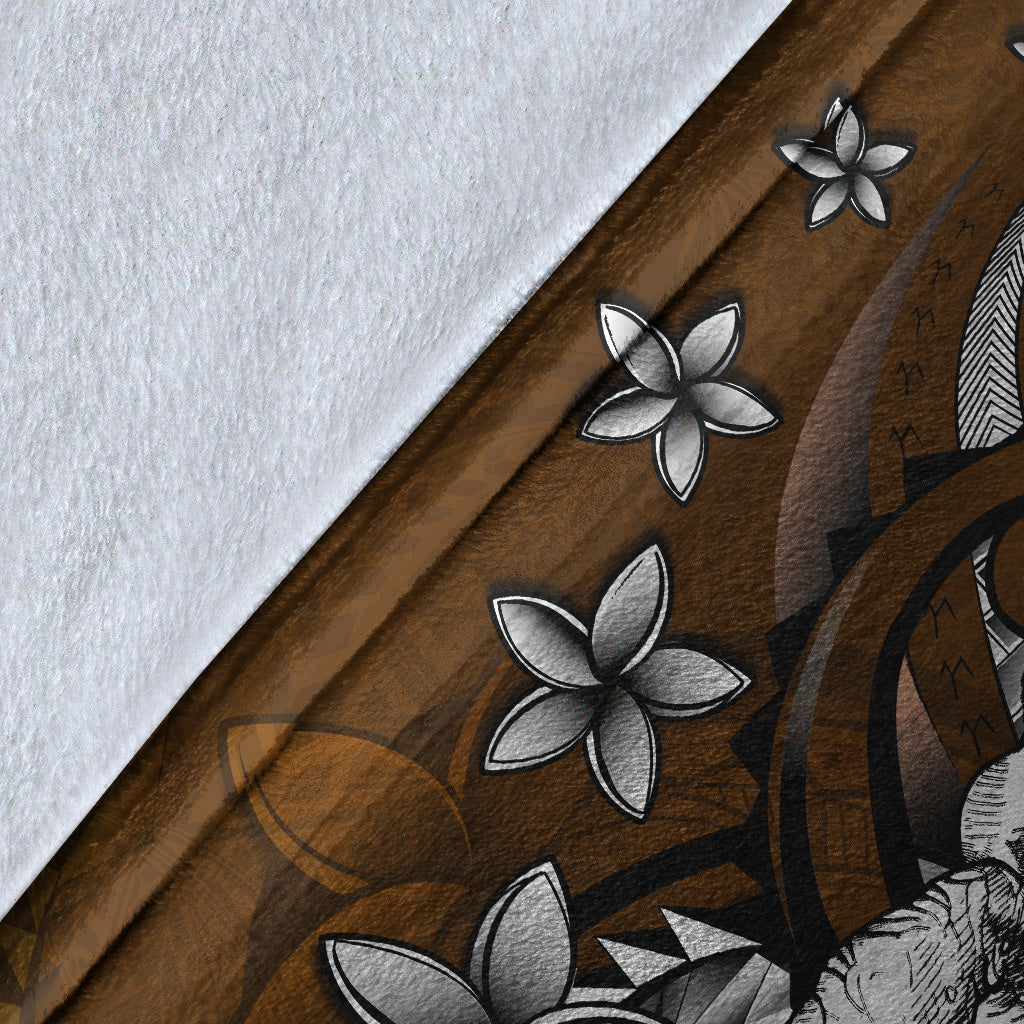 Hawaii Premium Blanket Sea Turtle With Plumeria Polynesian Patterns Retro Style