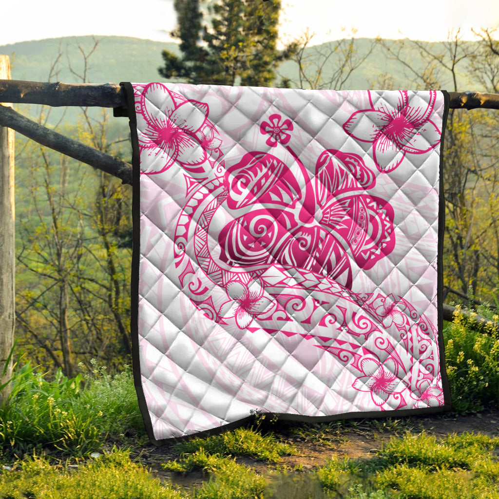 Hawaii Premium Quilt Pink Hibiscus And Plumeria Flowers Polynesian Decor