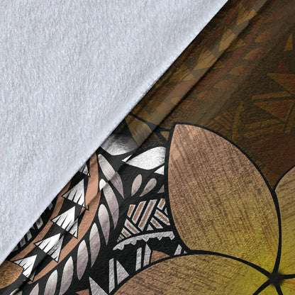 Hawaii Premium Blanket Hawaii Plumeria Polynesian Traditional Patterns Vintage Version