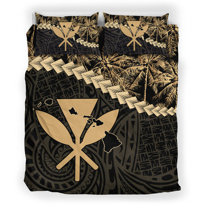 Hawaii Bedding Set - Kanaka Hawaii Map Coconut Tree Style Bedding Set