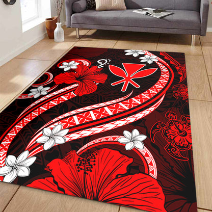 Hawaii Area Rug Kanaka Maoli Hibiscus Turtle Ocean Pacific Red Style