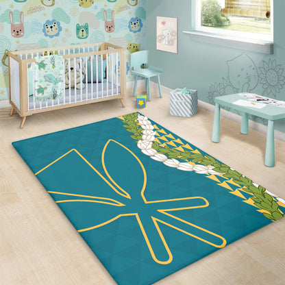Hawaii Area Rug Kanaka Maoli Puakenikeni Maile Flower Lei