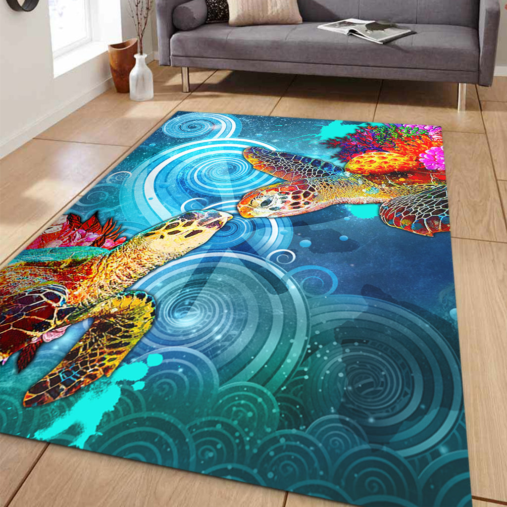 Hawaii Area Rug Turtle Kiss Ocean Galaxy