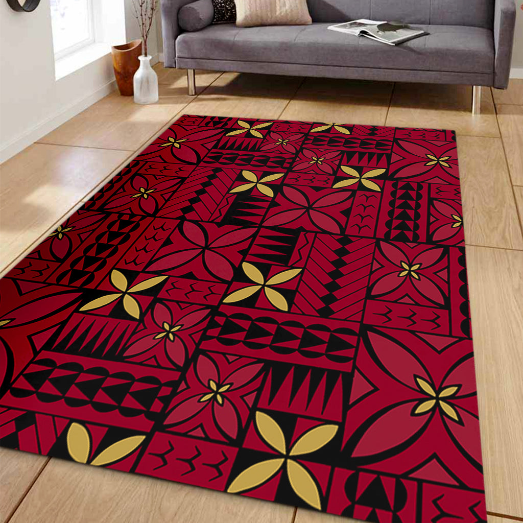 Samoa Area Rug Siapo Design Tribal Pattern Red