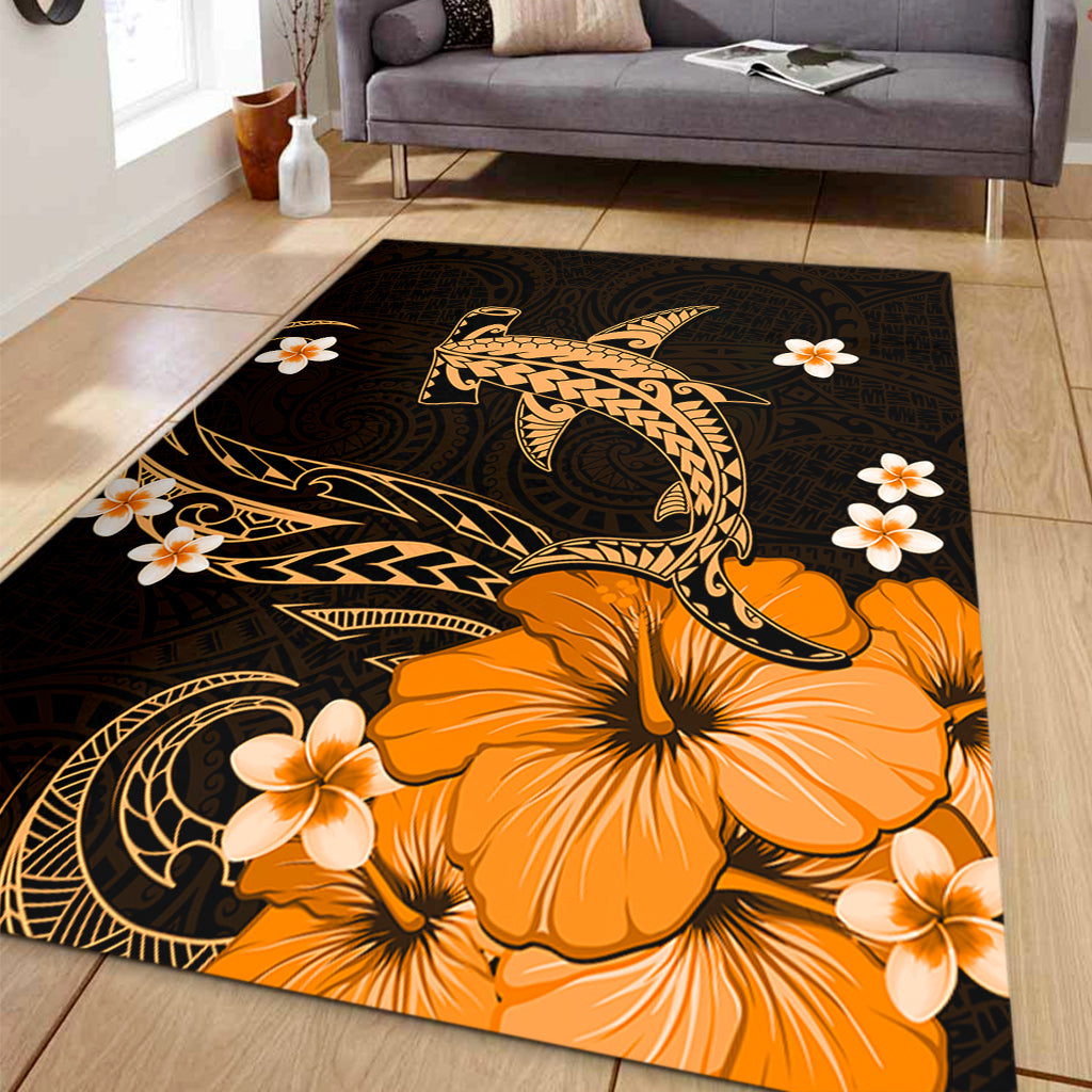 Hawaii Area Rug Shark Polynesia Tribal Tattoo