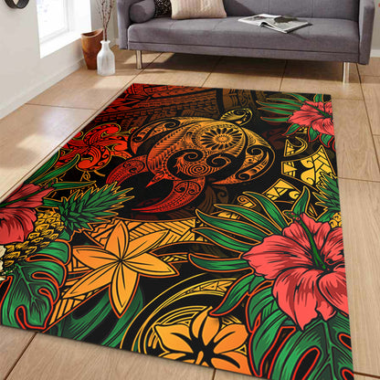 Hawaii Area Rug Tribal Polynesia Sea Turtle Design Pacific Dream