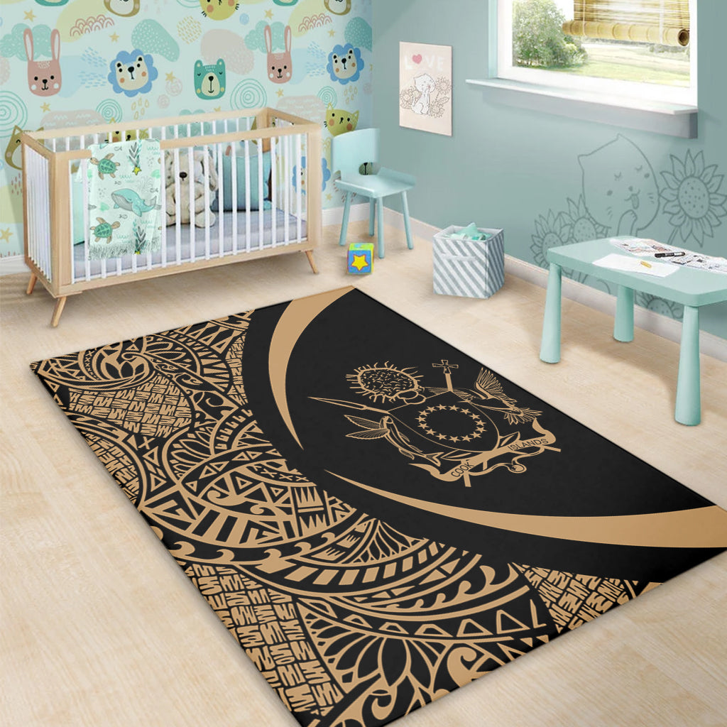 Cook Islands Area Rug Lauhala Gold Circle Style