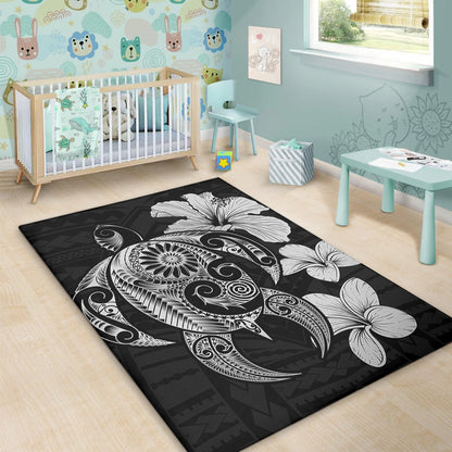 Hawaii Area Rug Hibiscus Plumeria Mix Polynesian Turtle