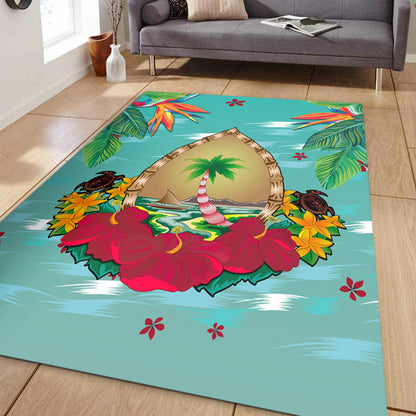 Guam Area Rug Latte Stones Hibiscus