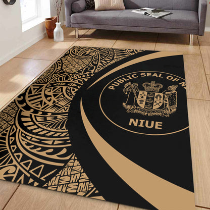Niue Area Rug Lauhala Gold Circle Style