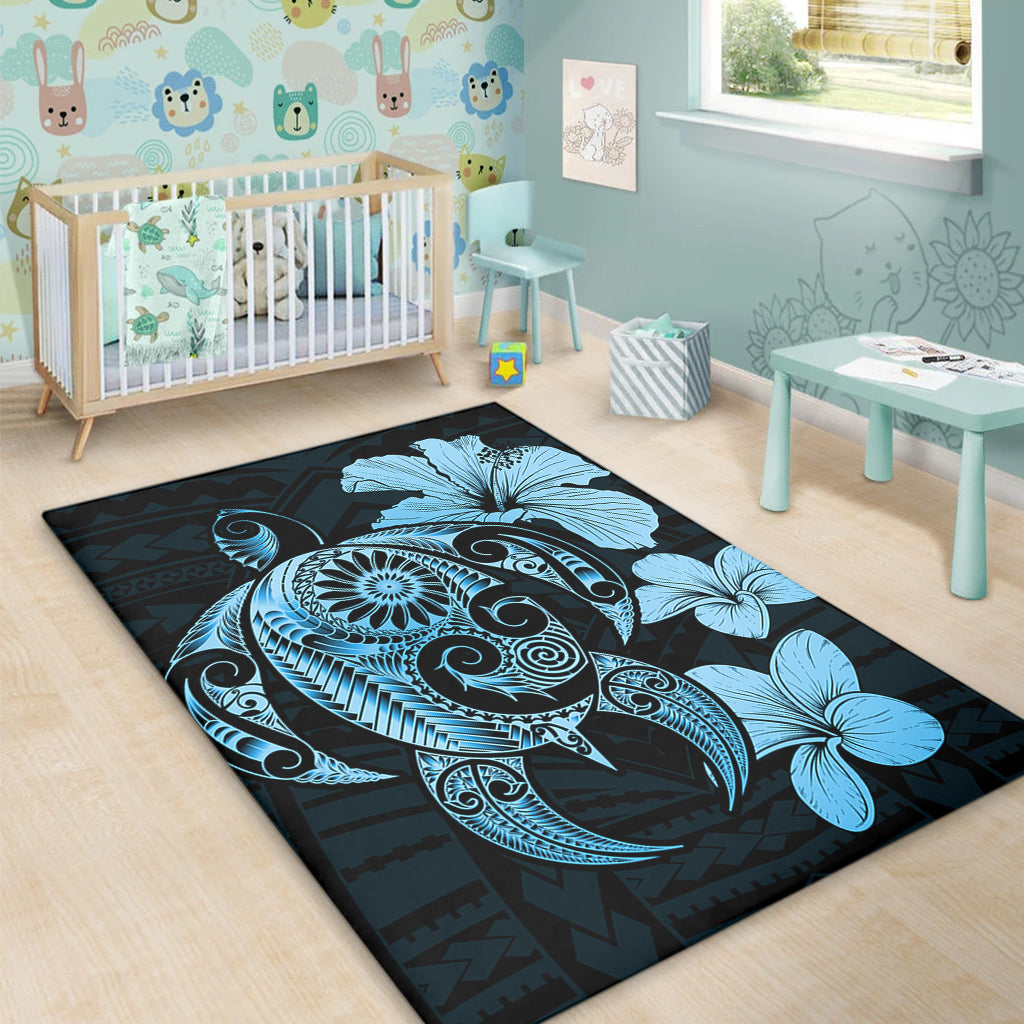 Hawaii Area Rug Hibiscus Plumeria Mix Polynesian Turtle