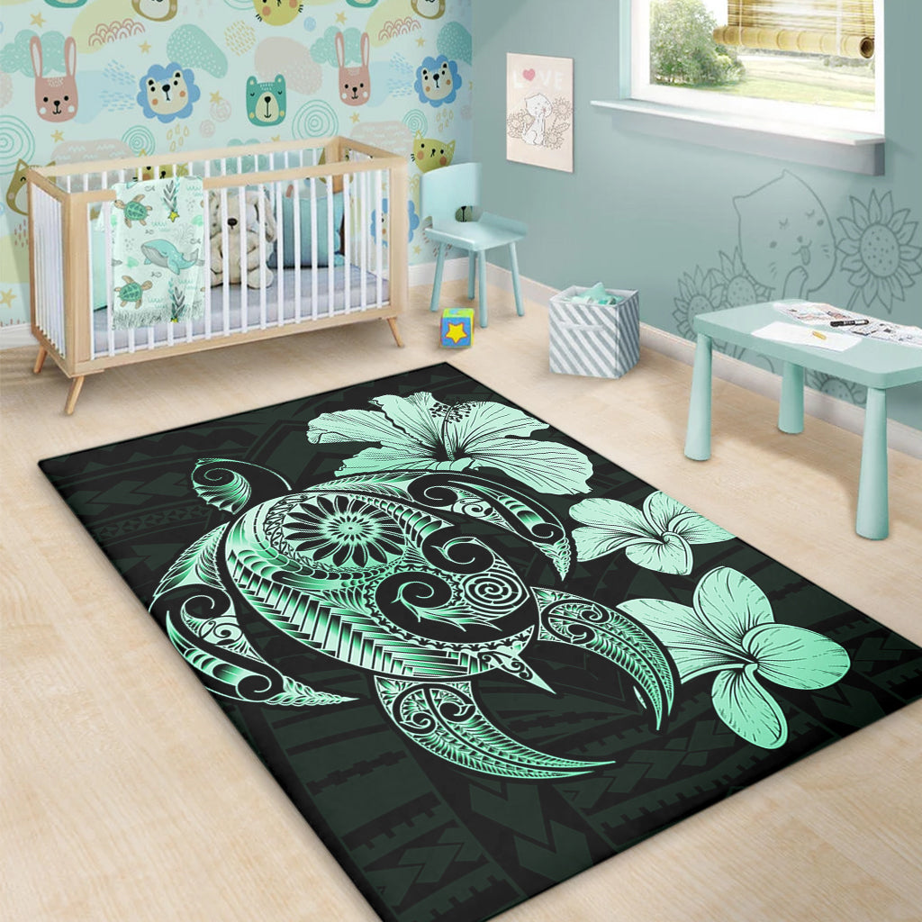 Hawaii Area Rug Hibiscus Plumeria Mix Polynesian Turtle