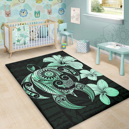 Hawaii Area Rug Hibiscus Plumeria Mix Polynesian Turtle