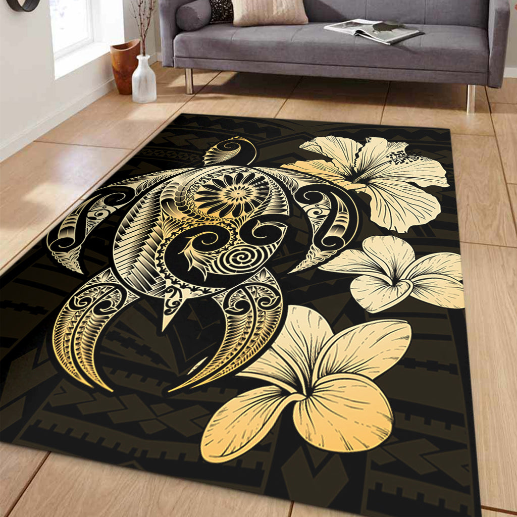 Hawaii Area Rug Hibiscus Plumeria Mix Polynesian Turtle