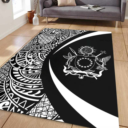 Cook Islands Area Rug Lauhala White Circle Style