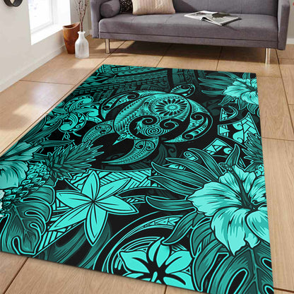 Hawaii Area Rug Tribal Polynesia Sea Turtle Design Pacific Dream