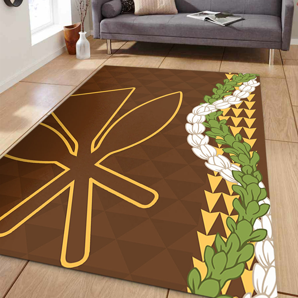 Hawaii Area Rug Kanaka Maoli Puakenikeni Maile Flower Lei