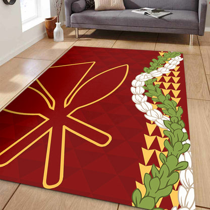 Hawaii Area Rug Kanaka Maoli Puakenikeni Maile Flower Lei