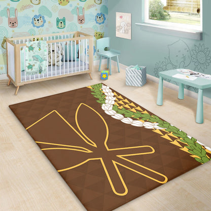 Hawaii Area Rug Kanaka Maoli Puakenikeni Maile Flower Lei