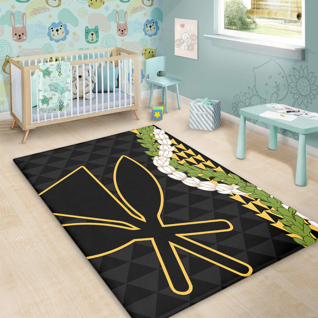 Hawaii Area Rug Kanaka Maoli Puakenikeni Maile Flower Lei