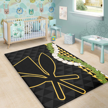 Hawaii Area Rug Kanaka Maoli Puakenikeni Maile Flower Lei