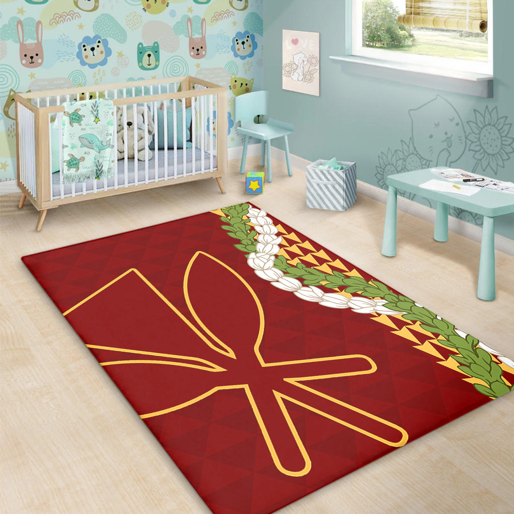 Hawaii Area Rug Kanaka Maoli Puakenikeni Maile Flower Lei