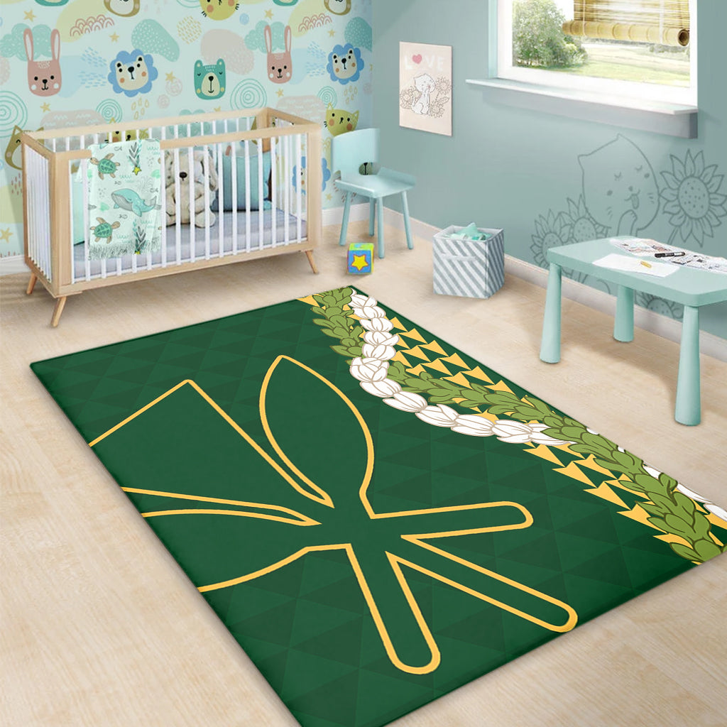 Hawaii Area Rug Kanaka Maoli Puakenikeni Maile Flower Lei