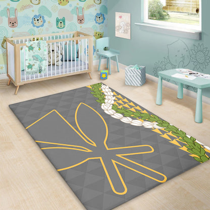 Hawaii Area Rug Kanaka Maoli Puakenikeni Maile Flower Lei