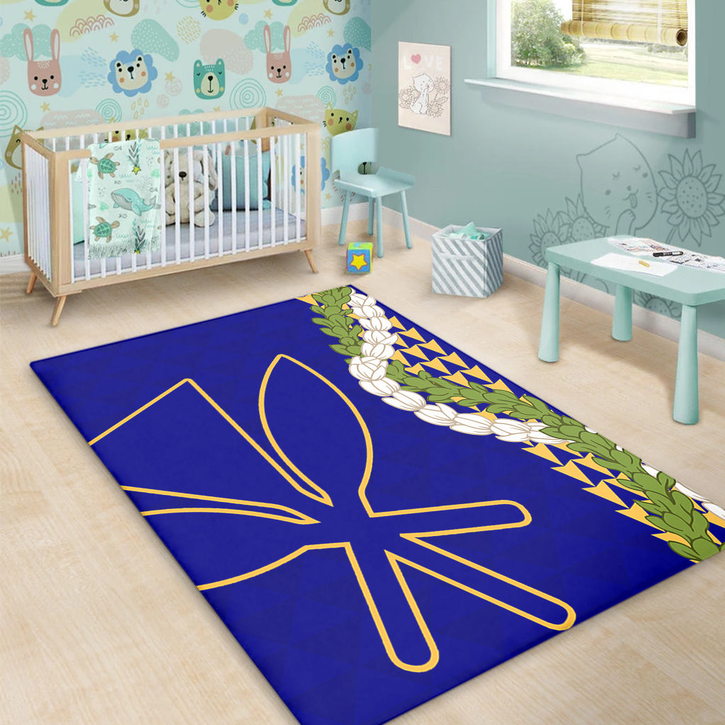 Hawaii Area Rug Kanaka Maoli Puakenikeni Maile Flower Lei