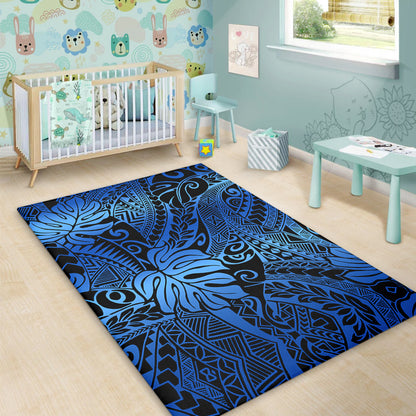 Hawaii Area Rug Tribal Polynesian Pattern Leaf